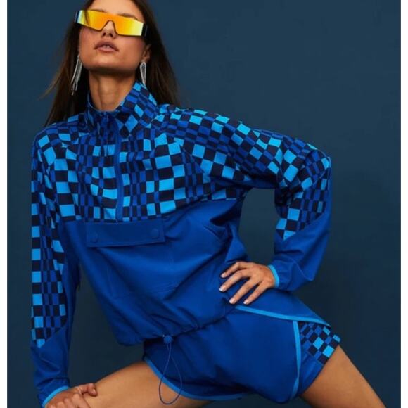 Beach Riot Atticus Pullover Imperial Blue Check In Size M - Picture 2 of 7